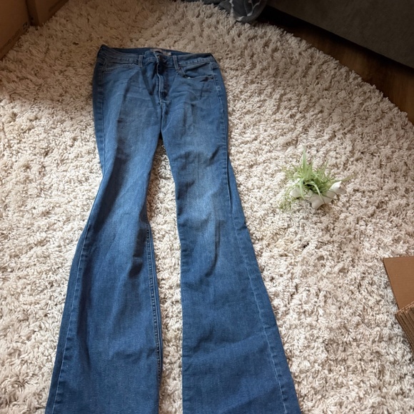 Chic Just USA Denim Flare dark wash vintage denim y2k Jeans in Blue jeans with a - Picture 5 of 11